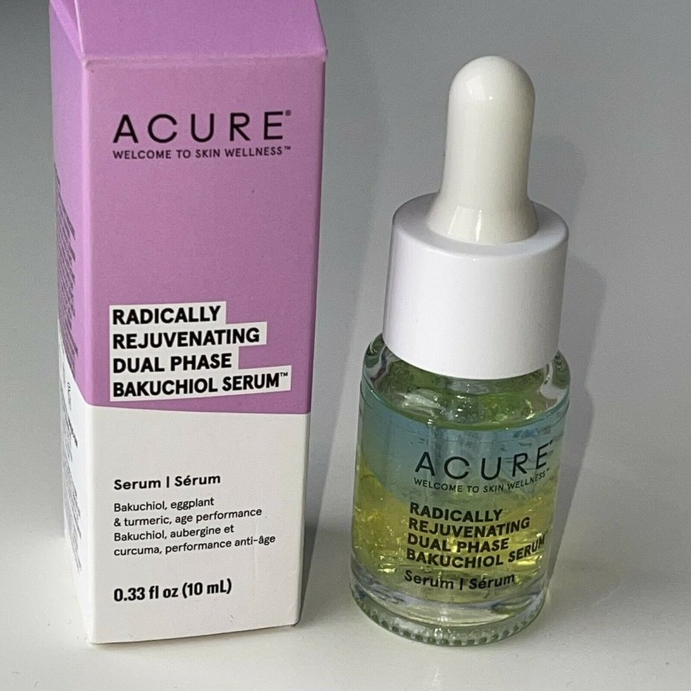 Acure Radically Rejuvenating Dual Phase Bakuchiol Serum .33 fl oz TRAVEL  SIZE